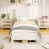 Infans Twin Size Bed Frame Platform Slat High Headboard Bedroom Rubber Wood Leg White - 4 of 4