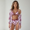 Anna-Kaci Swim Women's 3 Piece Floral Print Swimsuit Set with High Waist Bikini Bottoms Tie Front Top and Cover Up - 2 of 4