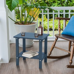 Tree City Double Outdoor Side Table, 2-Tier Weather-Resistant Patio End Table for Backyard, Porch & Pool, Durable HDPE Small Table - 1 of 4