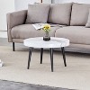 KTMBDW Round Coffee Table, Modern Coffee Table with Black Metal Leg and Annular Texture design, for Living Room, 23.6 Inches - 4 of 4