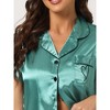 cheibear Women's Silky Satin Button Down Shirt with Shorts Sleepwear Pajama Sets - 4 of 4