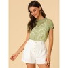 Allegra K Women's Curved Hem Sheer Short Sleeves Floral Lace Blouse - 2 of 4
