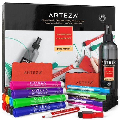 Arteza Set of 24 Dry Erase Markers, 2 Magnetic Erasers, and Whiteboard Cleaner (ARTZ-8909)