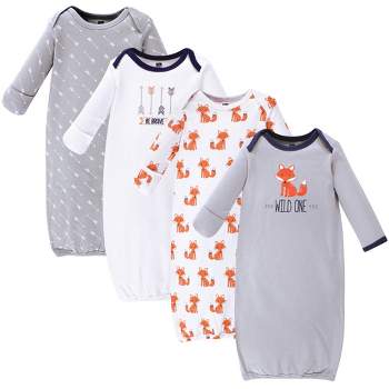 Hudson Baby Infant Boy Cotton Long-Sleeve Gowns 4pk, Wild One, 0-6 Months