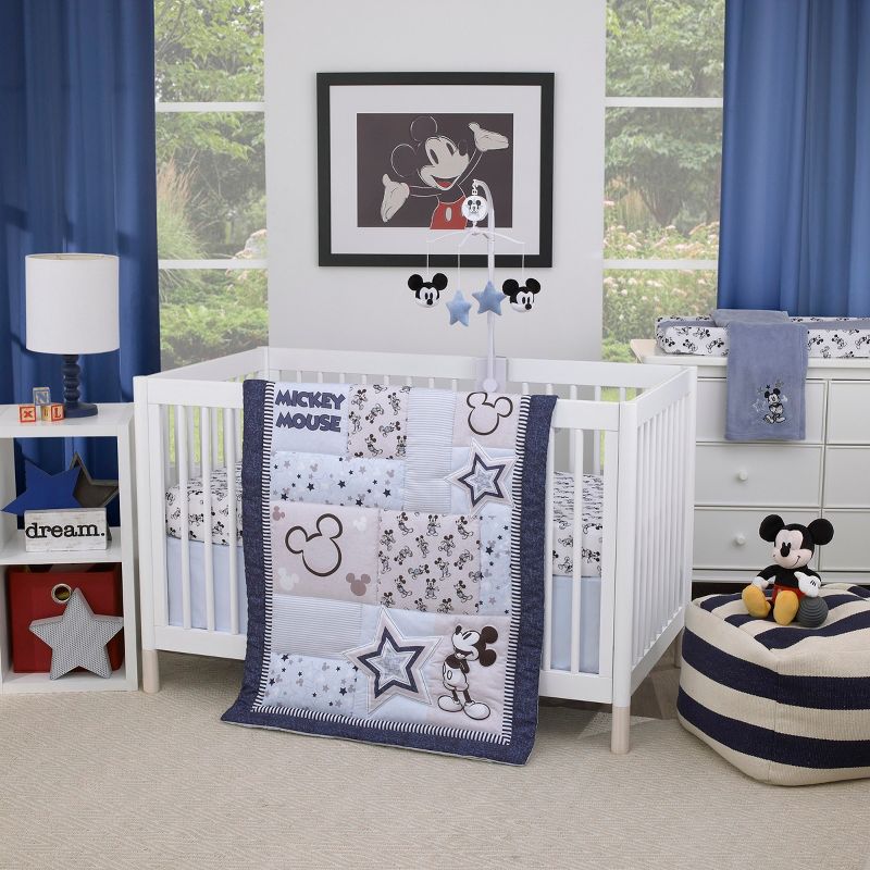 Disney Mickey Mouse - Timeless Mickey Super Soft Baby Blue Changing Pad Cover, 3 of 4