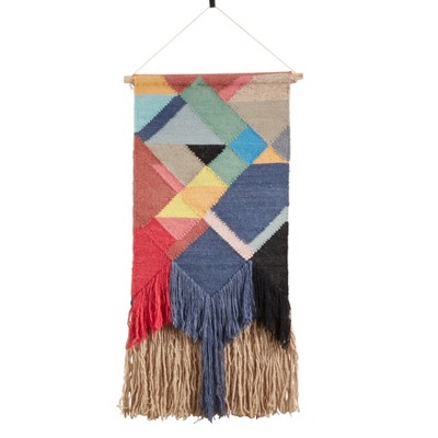 Saro Lifestyle Wall Hanging With Textured Woven Multi-Colored Design, Multi, 18"x40"