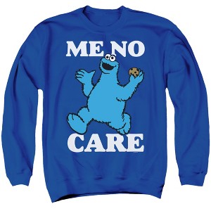 Sesame Street Cookie Monster Me No Care Adult Crewneck Sweatshirt - 1 of 4
