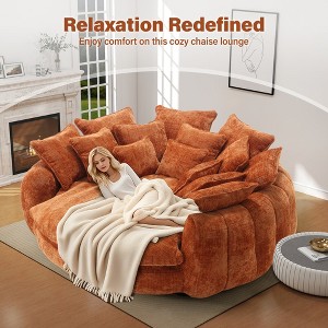 AENKYO 81.1" Cloud Couch Sleeper Indoor Lazy Sofa, Oversized Round Deep Seat Chaise Lounge Chair with 14 Pillows for Living Room - 1 of 4