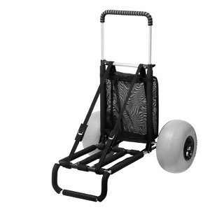 NAYSAYE Beach Dolly Folding Cart with Balloon Wheels Adjustable Handle and Large Cargo Deck for Sand Trips, Natural, 31.57"*14.44"*8.46" - 1 of 4