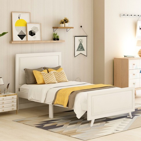 Twin Size Platform Bed With Headboard And Footboard White modernluxe Target