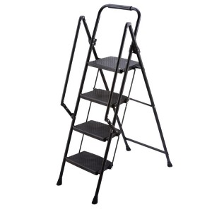 NAYSAYE 4-Step Folding Ladder Stool with Wide Anti Slip Pedals Safety Handle Lightweight Steel Ladder for Home Kitchen Office, Black, 18"*35"*54" - 1 of 4