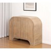 HomeRoots 32" Natural Solid Wood Textured Door Accent Cabinet With Two Doors - 2 of 4