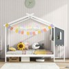 Infans Twin Size Kids House Bed with Study Desk w/Removable Box Drawers Hanging Hooks - 4 of 4