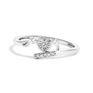 Haus of Brilliance Silver Diamond Accent "MOM" Heart Ring - 1 of 4