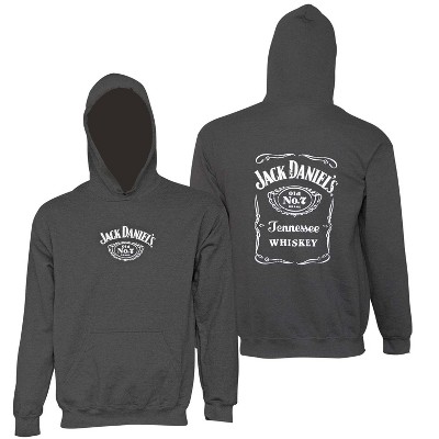 Mens Jack Daniels Charcoal Bottle Label Hoodie