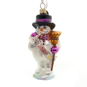 Christopher Radko 4.5 Inch Frosty Celebration Snowman Dated 2000 New Years Tree Ornaments - 1 of 2