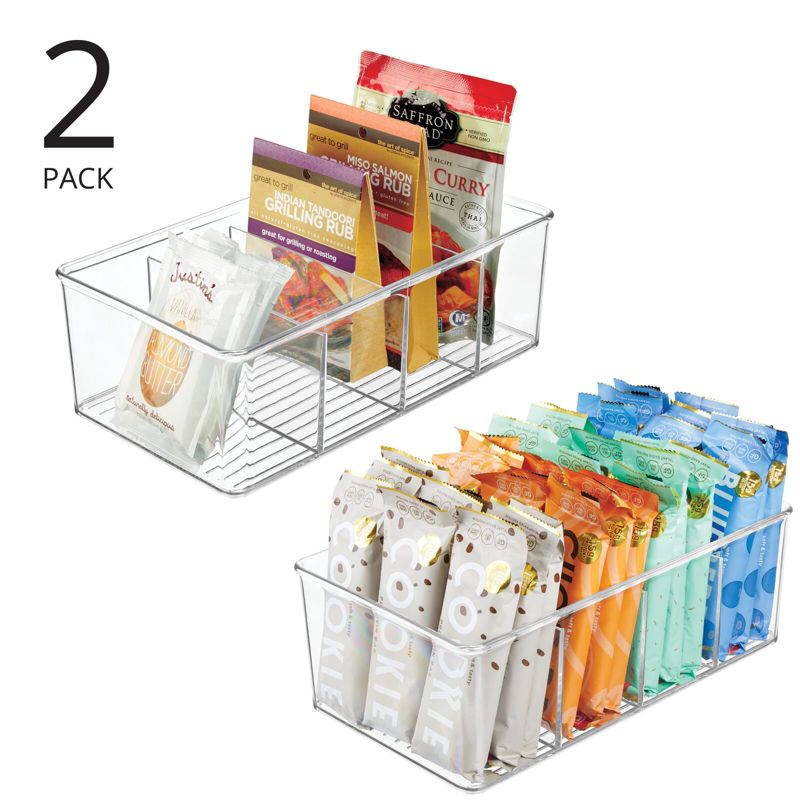 mDesign Plastic 4-Section Divided Kitchen or Pantry Organizer Bin, 2 of 9