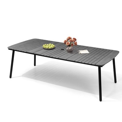 Pellebant Outdoor Dining Table Durable WPC Tabletop Aluminum Frame Patio Dining Table for Backyards Poolside Gardens