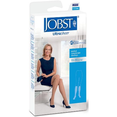 JOBST UltraSheer Women's Knee-High Compression Stockings – Moderate (15-20 mmHg) – Large – Black