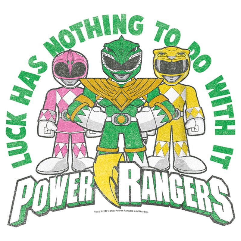 Boy's Power Rangers St. Patrick's Day Luck has Nothing to do with It T-Shirt, 2 of 5