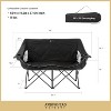 Arrowhead Outdoor Portable Folding Double Duo Camping Chair Loveseat Couch w/ 2 Cup & Wine Glass Holder, Supports up to 500lbs (Charcoal Black) - 3 of 4