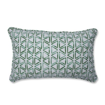 Painted Triangles Verte Lumbar Throw Pillow - Pillow Perfect: Contemporary Indoor Geometric Cotton Cushion with Polyester Fiber