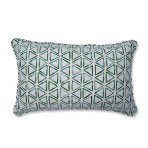 Painted Triangles Verte Lumbar Throw Pillow - Pillow Perfect: Contemporary Indoor Geometric Cotton Cushion with Polyester Fiber - 1 of 4