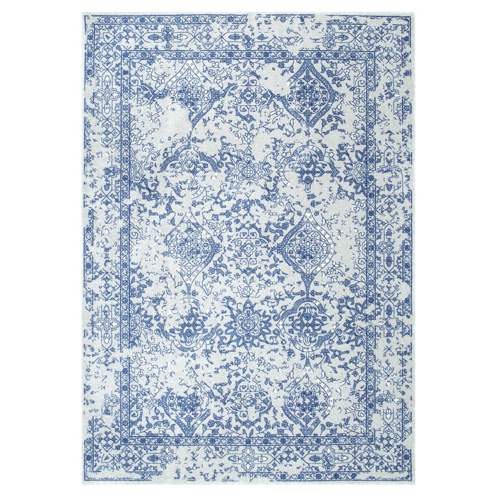 7'10inx10'10in Vintage Odell Solid Loomed Area Rug Blue - nuLOOM