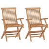 vidaXL Set of 2 Teak Wood Patio Chairs with Gray Cushions - Weather-Resistant Outdoor Furniture, Foldable, Easy Cleaning, Lightweight - 3 of 4