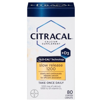 Citracal Calcium & D3 Slow Release Calcium Dietary Supplement Tablets - 80ct