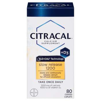 Citracal Calcium & Vitamin D3 Slow Release Calcium Dietary Supplement Tablets - 80ct