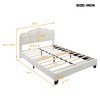 Twin/Full Size Upholstered Platform Bed with Adjustable Headboard and LED Light, White/Pink-ModernLuxe - 4 of 4