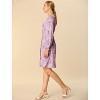 INSPIRE CHIC Women's Notch Lapel Long Sleeve Smocked Waist Floral Dress - 4 of 4