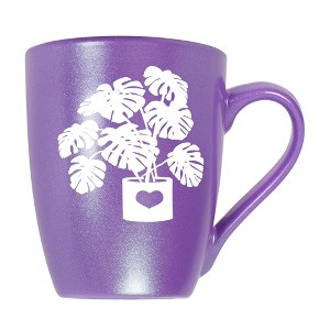 Elanze Designs Botanical Foliage Nature Coffee Cup Mug 10 Ounce Ceramic With Shimmery Metallic Finish Elegant Minimalist Monstera in Heart Planter - 1 of 4