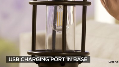 Bronze Industrial Table Lamp with Edison Bulb and USB Port