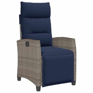 vidaXL Reclining Garden Chair Grey, Navy Blue - 1 of 4