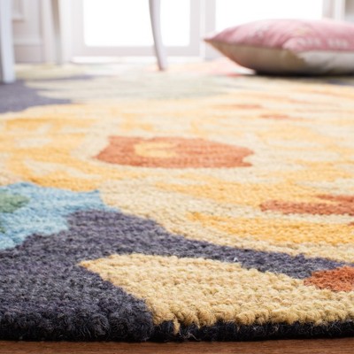 Handmade Black Floral Wool Tufted Area Rug