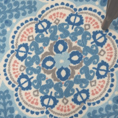 Boho Blue Floral Indoor/Outdoor Rectangular Area Rug, 5'3" x 7'5"