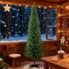 TopComfy Christmas Tree Stands Artificial Christmas Tree Festive Pencil Christmas Tree Cozy Snowy Decor for Living Room, Green, 35.46"*6.3"*7.88" - 2 of 4