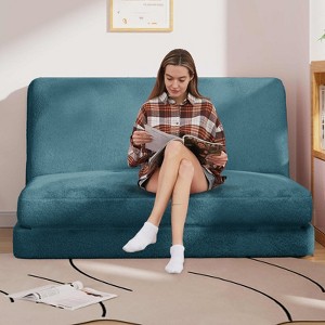 Mjkone Bean Bag Bed,Washable Soft Faux Fur Folding Floor Sofa Chair,Foam Filling Wall Couch，Floor Mattress - 1 of 4