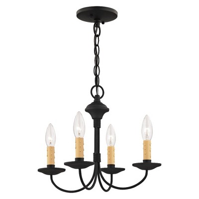 Black 4-Light Mini Chandelier with Candelabra Bulbs