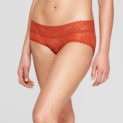 Women's All Over Lace Hipster Underwear - Auden™ Orange Berry M