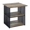 Royal Hampton 23 Inch Nightstand, 2 Shelves, Metal Base, MDF, Antique Oak and Black - 4 of 4
