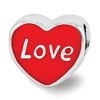 Black Bow Jewelry Sterling Silver & Red Enamel Double Sided LOVE & Heart Bead Charm - 2 of 4