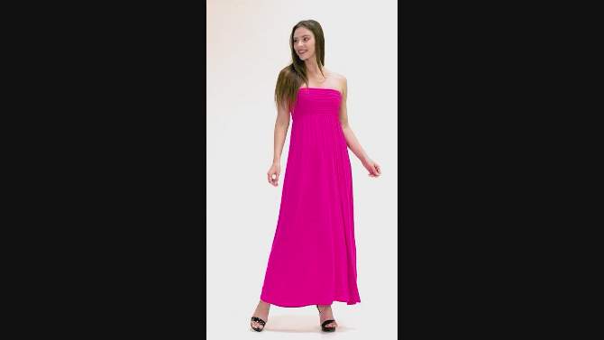 24seven Comfort Apparel Strapless Empire Waist Maxi Dress, 2 of 6, play video