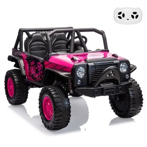 2 Seater Ride On Truck Car, 24V Battery Powered Kids Car with Remote Control, 19" Extra Wide Seat - 1 of 4