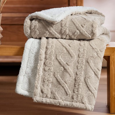 Bedsure | Faux Fleece Jacquard Thick Fuzzy Throw Blanket