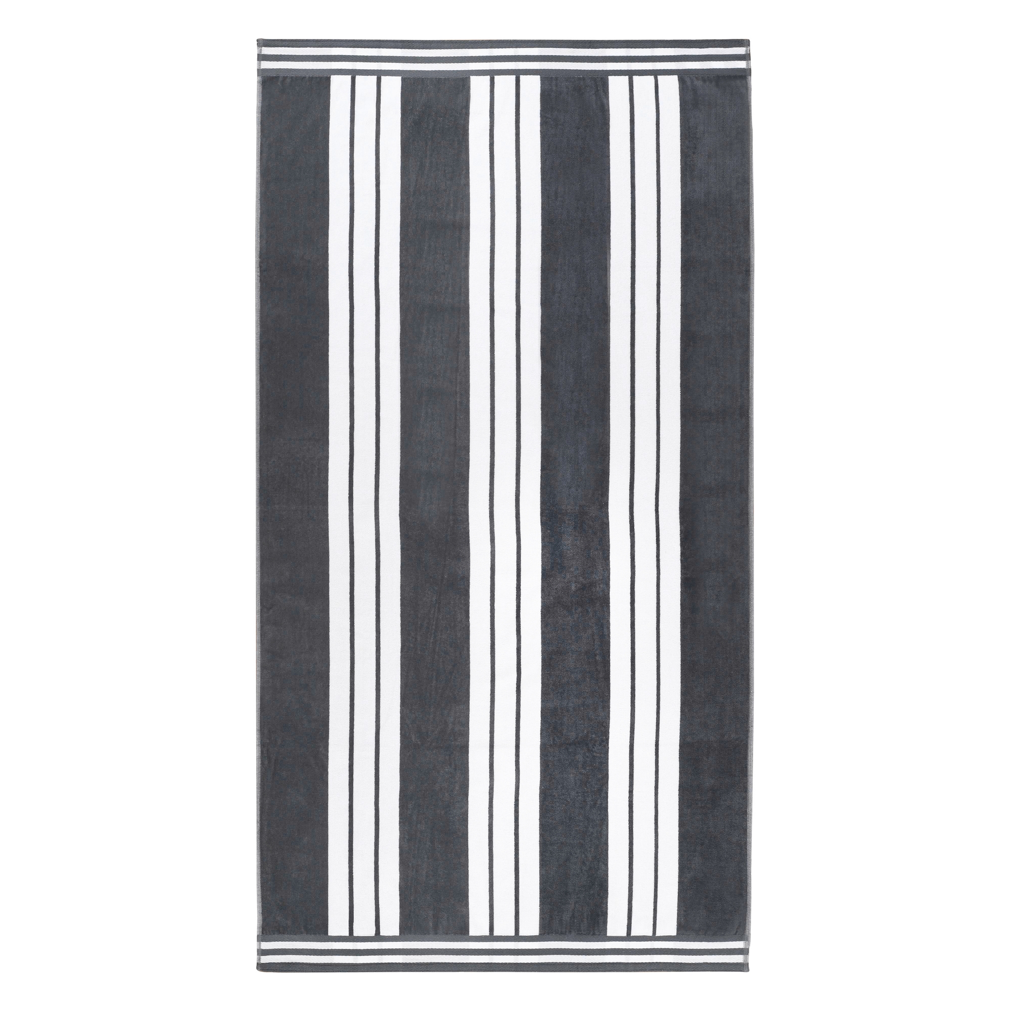 Striped Oversized Absorbant Extra Large Cotton Beach Towel, 1 Piece, Charcoal - Blue Nile Mills
