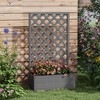 Outsunny Raised Garden Bed w/ Trellis Lattice, Drainage Gap, Freestanding Trellis Planter for Climbing Plants, Vines, Flowers - 2 of 4