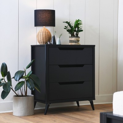 Natural Woven Rattan Table Lamp with Black Linen Shade